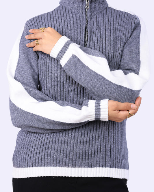 Lines Zipper Pullover